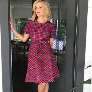 Angie Check Bow Love Circle Dress - Red Plaid Tartan Tie Waist Draper James